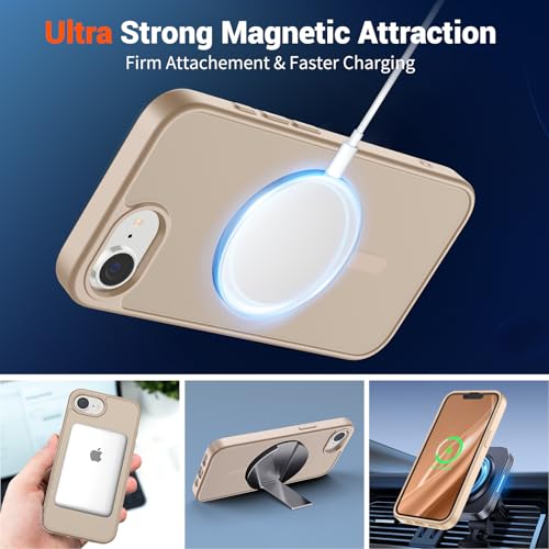 Image of SUPFINE Magnetic for iPhone 17e Case /iPhone 16e Case (Compatible with MagSafe)(Military Grade Drop Protection) Slim Translucent Matte Shockproof with Anti-Fingerprint Phone Case 2025,Desert Gold