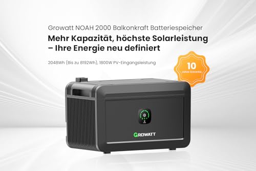 Balkonkraftwerk Speicher Growatt NOAH 2000 mit 1800W PV-Eingangsleistung für Balkon (NOAH 2000 * 1)  
Balkonkraftwerk Sp