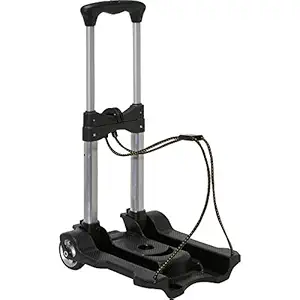 Bigapple Aluminium Alloy, Plastic Portable Platform Hand Trolley, Heavy Duty 2 Wheel Solid Construction Utility Cart Compact and Light Weight with 40kg Loading (Black)