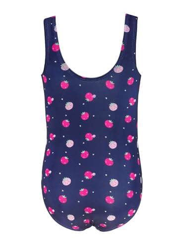 Image of SHEKINI Girls Solid Bathing Suits Kids One Piece Swimsuits U Neck Cute Swimwear