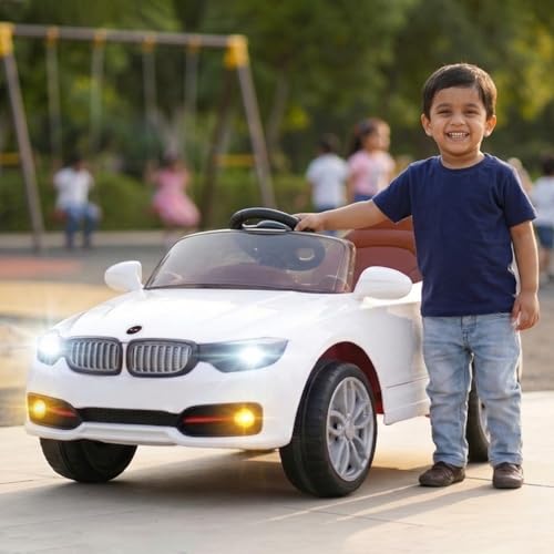 Image of Toyzone Zee-4 Electric Car Tz-313 (White) | Frequency 2.4 Ghz | Lights & Music | Ride-on Car for Kids | Seat Belt for Safety | Perfect Tyre Grip | Make in India | Indoor and Outdoor Toy