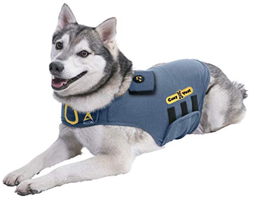 Image of CozyVest Dog Anxiety Vest 3-in-1 Music & Aromatherapy Shirt, Relaxing Sound & Essential Oils Jacket, Fireworks Thunder Separation & Thunderstorm Canine Stress Relief Coat (Gray, Large [41-64 Lbs])