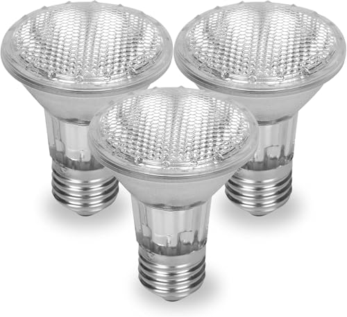 PAR20 3 Pack FL60 60PAR20/FL 60 Watt Halogen NFL Spot Light Bulb Replacement 120V Narrow Flood Beam Lighting Range Hood Oven PAR20 Reflector Bulbs Kitchen Bathroom Ceiling Can Lamp 60W E26 3P