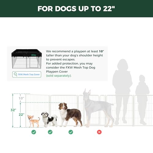 Image of FXW Homeplus Indoor Dog Playpen with Fence-to-Wall Anchors, 32 inch H, 6 Panels