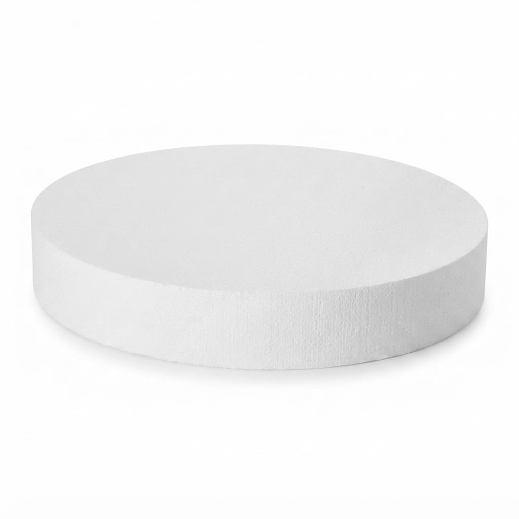 24 x 4 Inch Round Polystyrene Foam Cake Dummy by Glownary – Polystyrene (PS), White, Model 24x4rounddummy