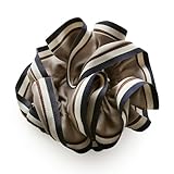 [ジュエルボックス] JewelVOX シュシュ ヘアアクセサリー レディース 黒 大きめ ボーダー シンプル 大人 おしゃれ (ブラウン)