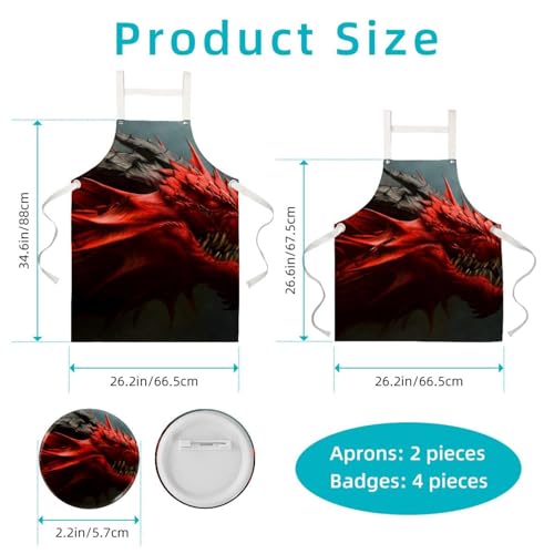 Tablier de serveuse dragon rouge pour le service en restaurant et bistrot