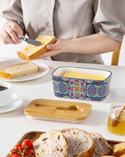 [Prime] 6.5" Vancasso Ceramic Butter Dish w/ Bamboo Lid & Butter Knife - image 8