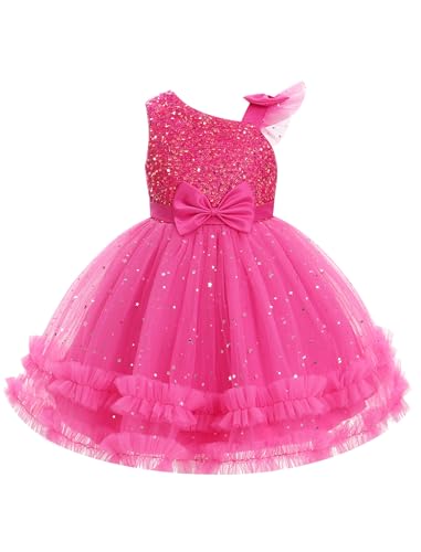 IDOPIP Toddler Baby Girls Sequin Butterfly Tutu Dress Pageant Wedding Flower Girl Dress Princess Birthday Party Tulle Gowns