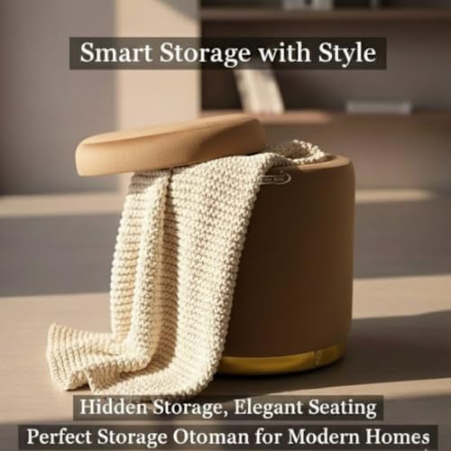 Image of Velvet Round Single Strip Ottoman Office Stool Foot Rest Stool Velvet Fabric Padded Seat Pouf Ottoman 13 X 13X 16 inch, in Round Shape for Living Room Coffee