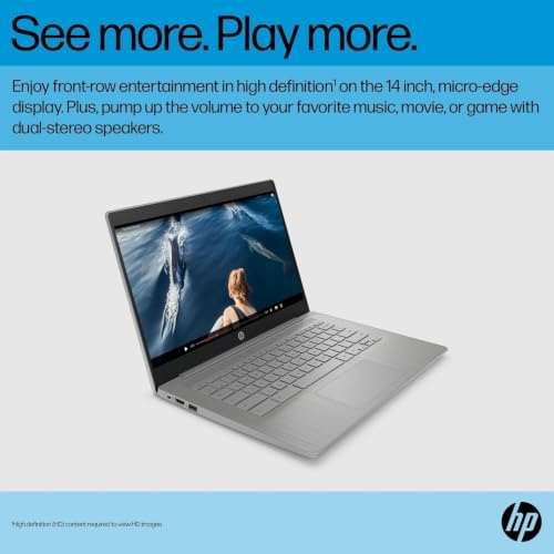 Image of HP Chromebook 14 Laptop (14 inch HD, Intel 4-Core Celeron N4120, 4GB RAM, 64GB eMMC + 64GB SD Card) for Home, Students, Light Weight, Long Battery Life, Webcam, Wi-Fi, IST HUB, Chrome OS (Renewed)