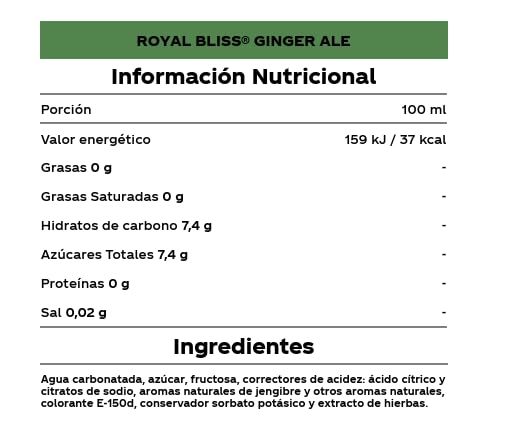 Pack 24 uds Royal Bliss Ginger Ale - Botella cristal 200ml