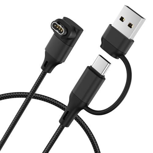 0,3M USB C Cable de Charge pour Montre Garmin,Chargeur Cordon pour Garmin Fenix 8 E 7 7X 7S Sapphire Solar,Forerunner 970 965 955 570 265 255 165 55 45,Vivoactive 6 5 4 (Noir)