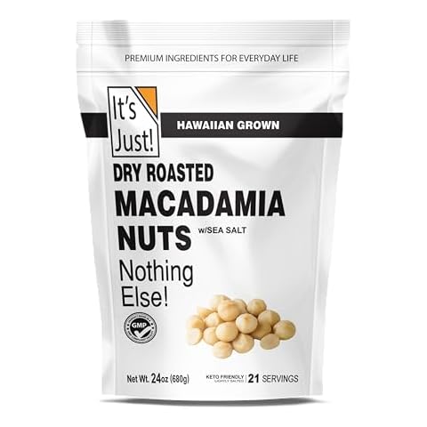 It's Just - Hawaiian Macadamia Nuts (1.5lbs), Small Batch Dry Roasted in USA, Lightly Salted, Keto Friendly, Resealable Bag, 24oz Cover