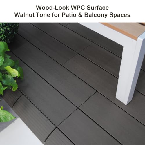 JJWOOD 2-Inch Thick Interlocking Deck Tiles, 9 Pcs 12" x 12" Elevated WPC Patio Flooring, Water-Resistant Outdoor Floor Tiles for Balcony, Porch, Backyard, Roof Deck, Walnut by JJWOOD ASAHIKOUSHIN - Image 8