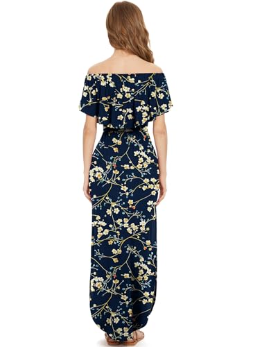 Image of LILBETTER Womens Off The Shoulder Ruffle Party Dresses Side Split Beach Maxi Dress