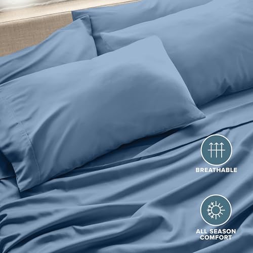 Image of Bare Home Microfiber Bulk Pillow Cases - King Set of 4 - Cooling Pillowcases - Double Brushed - Coronet Blue Pillowcases 4 Pack - Easy Care (King - 4 Pack, Coronet Blue)