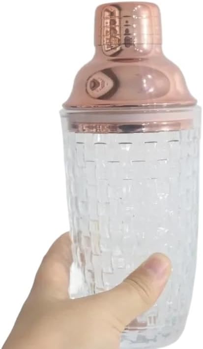 13oz Glass Cocktail Shaker Kit With Leakproof Steel Lid Strainer, Martini Mocktail, 3 Colors Home Use(Glod)