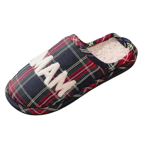 Chaussons en coton à carreaux écossais pour femme pantoufles d'hiver