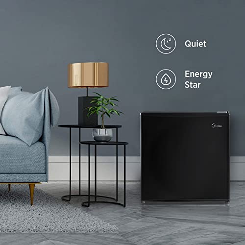 Midea WHS65LB1 Compact Single Reversible Door Refrigerator, 1.6 Cubic Feet(0.045 Cubic Meter