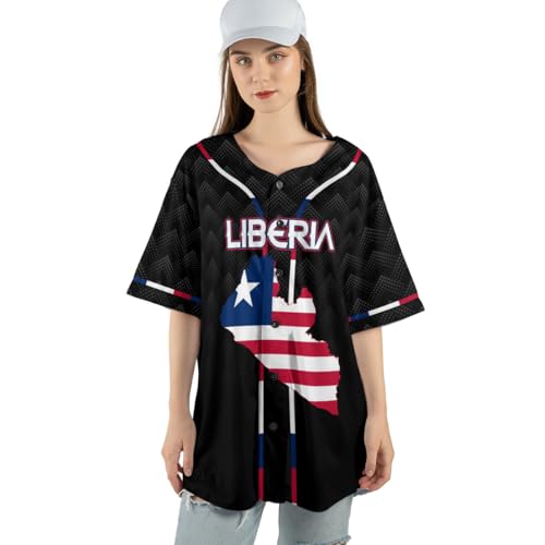 Personalized Liberia Baseball Jersey, Custom Liberian Pride Shirt,Liberian Shirt, Liberian Flag Baseball Jersey for Men Women miniatura 5