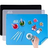 LET'S RESIN 3Pcs Silicone Mat for Crafts, 15.7' x 11.7' Nonstick & Nonslip Silicone Crafts Mat, Multipurpose Heat-Resistant Table Protector Silicone Sheets for Resin, Crafts, Liquid, Paint, Clay