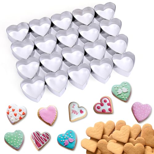Aiersa Mini Heart Cookie Cutter, 20 Cavity 1.3 Inch Small Tiny Heart Shaped Cookie Cutters For Mother’s Day Valentine’s Day Wedding Baking, Stainless Steel