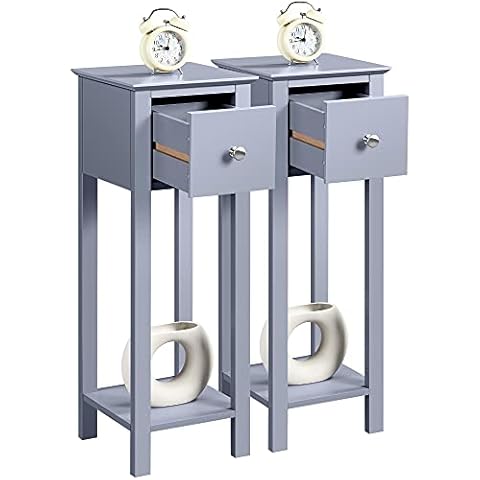 Yaheetech 2pcs Mesitas de Noche con Cajón y Estante Cover