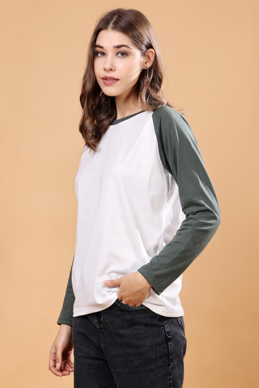 Image of London Hills Women's polyester Regular Fit Raglan Tshirts || Raglan Sleeve Tshirt || Full Sleeve t Shirt || Raglan Tops|| Regular Tshirt