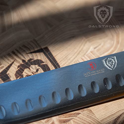 DALSTRONG Slicing Carving Knife - 12" Granton Edge - Shogun Series - Japanese AUS-10V Super Steel - Damascus - Vacuum Treated - Crimson Red ABS Handle - Sheath