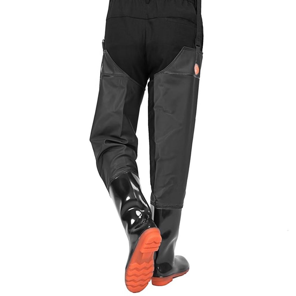 IBOWZ Vadeadores de Pesca Botas de Pesca con vadeo hasta la Cadera de 80 cm, Pantalones de Drenaje para Tierras de Cultivo y Botas de Pesca, Botas de Lluvia de Nailon Impermeables de PVC