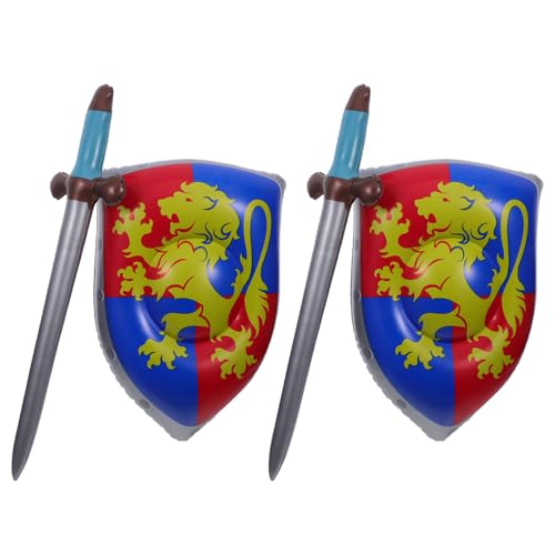 POPETPOP 4pièces Bouclier et Épée Gonflable pour Garçon Fille Accessoire de Cosplay Halloween Jouet de Fête sans Bords Tranchants