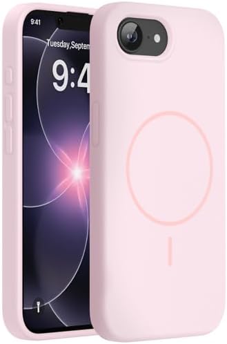 Miracase für iPhone 17e Hülle/iPhone 16e Hülle mit MagSafe, [weiches kratzfestes Mikrofaser-Innenfutter], Flüssig Silikon Hülle mit stoßfestem Fallschutz für 17e/ 16e, Sand Rosa