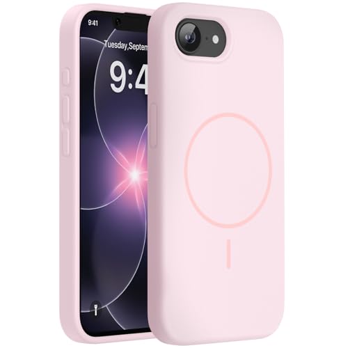 Image of Miracase Magnetic for iPhone 17e Case & iPhone 16e Case, [Soft Anti-Scratch Microfiber Lining], Compatible with MagSafe, Silicone Shockproof Protection Phone Case for iPhone 17e /16e, Sand Pink