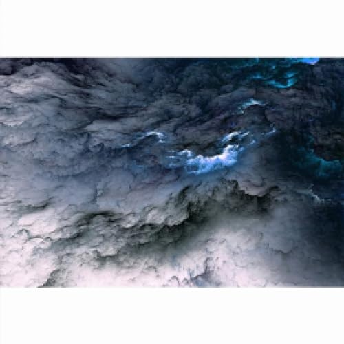 Peinture abstraite nuage noir et bleu pour habiller un grand mur