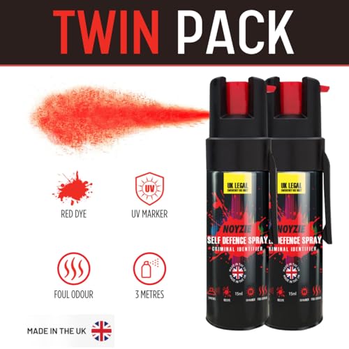 Self Defence Spray UK Legal Pepper Spray Alternative for Men & Women with UV Marking & Belt Clip - Criminal Identifier Spray for Personal Protection TWIN PACK 15ml