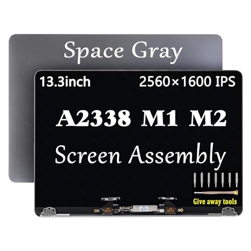 Image of A2338 M1 M2 2020 Screen Replacement for MacBook Pro Retina M1 M2 A2338 EMC 3578 8162 MYD83 MYD92 MYDA2 MYDC2 MNEQ3 MNEP3 MNEJ3 Full LED LCD Screen Display Assembly Grey