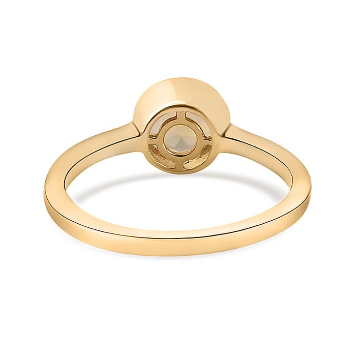 Image of 925 Sterling Silver 18K Gold Plated Birthstone 2 Ct Solitaire Natural Gemstone Ring for Women | Fine Jewelry Gift for Wife, Girlfriend, Sister, Birthday, Anniversary, Rakhi, Rakshabandhan, Valentine's