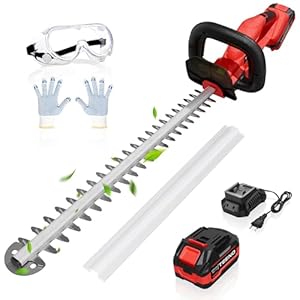 TEENO Heckenschere Akku 20 V: Elektrische Heckenschere mit 1 Akku 4000 mAh, Klinge 52 cm, Schnitt 16 mm, 180° drehbarer Griff, für Garten, Hecken, Sträucher und Büsche