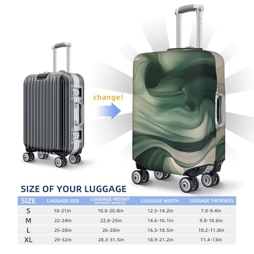 Swirling Mass Of Dark Green Light Gray Elastic Travel Luggage Covers Dustproof Scratch-Resistant Suitcase Protector Fit 22-24 Inch4