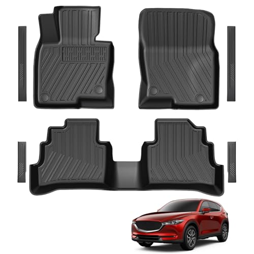 LUMWAY Floor Mats for 2017-2025 Mazda CX-5 TPE All Weather Durable Floor Liners Door Sill Guards for Mazda CX5 Accessories