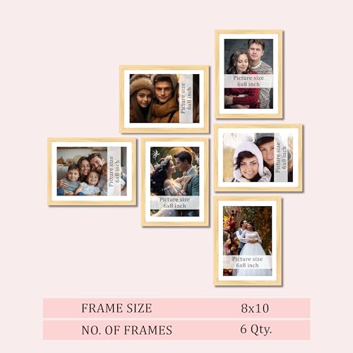 Image of Art Street Family Photo Frame Set of 6 for Wall Decor, Wooden Finish Collage Picture Frames for Living Room, Bedroom & Home Decoration, Multi-Size Wall Hanging Gallery Frame Set, (Size, 4x6 Inch)