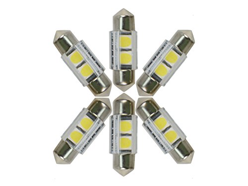 NJYTouch 6pcs Cool White 31mm 5050 211 2SMD Festoon Interior LED Light Bulbs Lamps