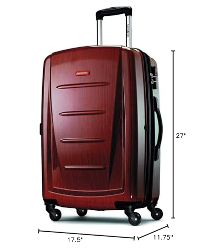 Image of Samsonite Winfield 2 Hardside Expandable Luggage with Spinner Wheels, Burgundy, Checked-Medium 24-Inch