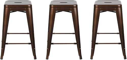 Miniatura 210 de GIA Taburete de mostrador sin respaldo de 24 pulgadas, cantidad de 4, bronce con asiento de madera clara Negro -,Café,Gris,gris, (Gun