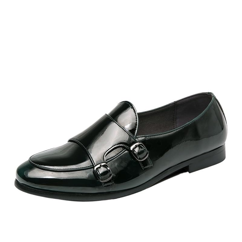 Double Monk Oxford Dress Shoes for Men's Classic Comfort Orthopedic Fashion Slip-on Breathable Genuine Leather Casual Business Slip Resistant Low Top Rubber Sole Non Slip Dress