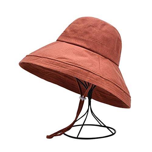 Chapeau bucket d'été BeFur pour femme avec grand bord souple rouge rouille