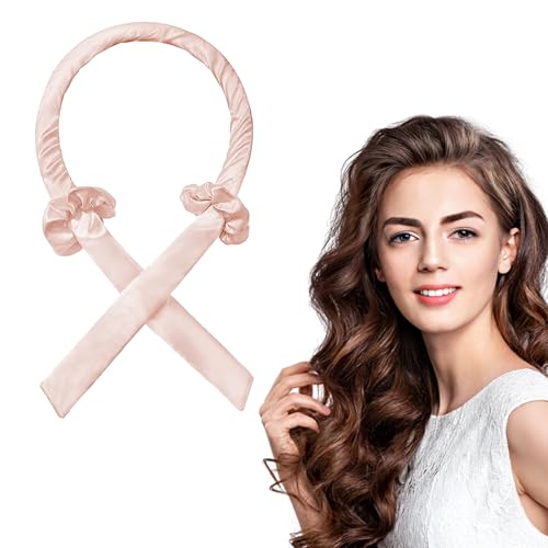 Bigodino Fascia Capelli, Bigodino Lungo per Boccoli, Senza Calore, Velluto, Morbida Curler Arricciacapelli per Capelli Medi Lunghi(Rosa)