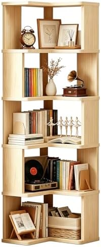 Tall Corner Bookshelf, 6 Tier Corner Book Shelf Etagere Bookcase ...