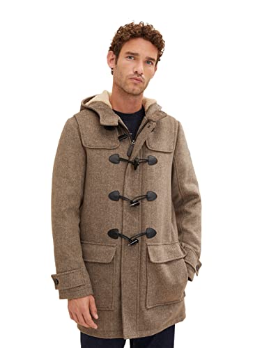 TOM TAILOR Herren Wollmantel Dufflecoat 1032508, 30508 - Brown Chinchilla...